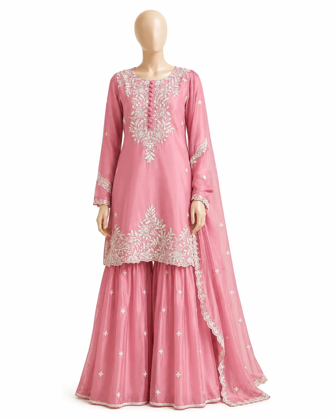 Women’s Embroidered Kurta Sharara Set with Dupatta view 2
